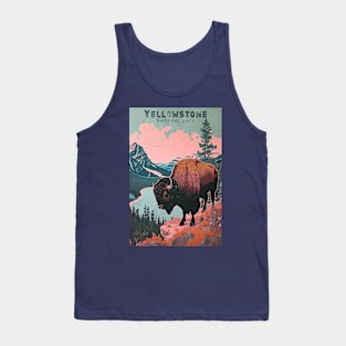 Yellowstone National Park Buffalo Vintage Travel Poster Tank Top